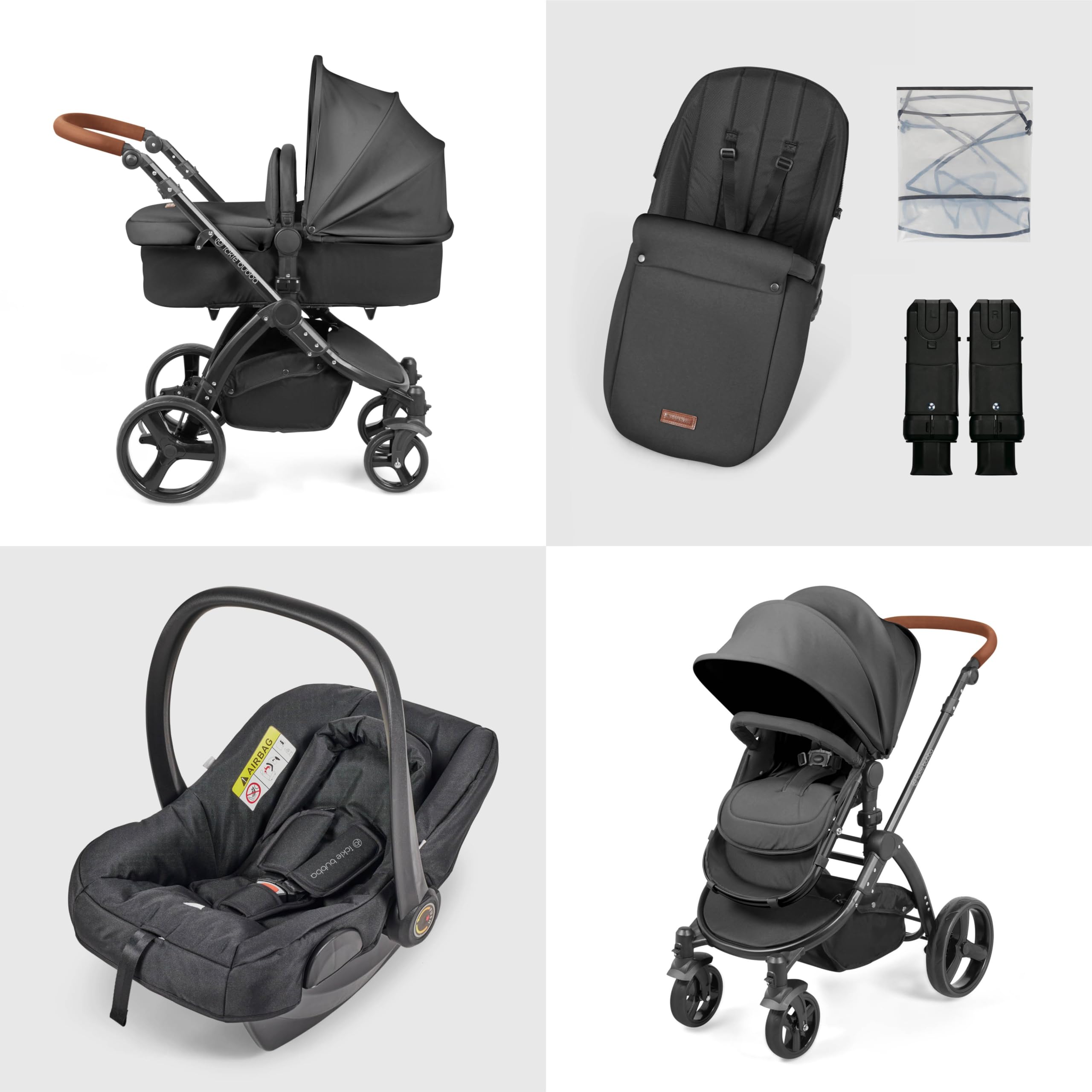 Ickle Bubba Sistema de viagem Stomp Urban 3 em 1 (Astral) - preto